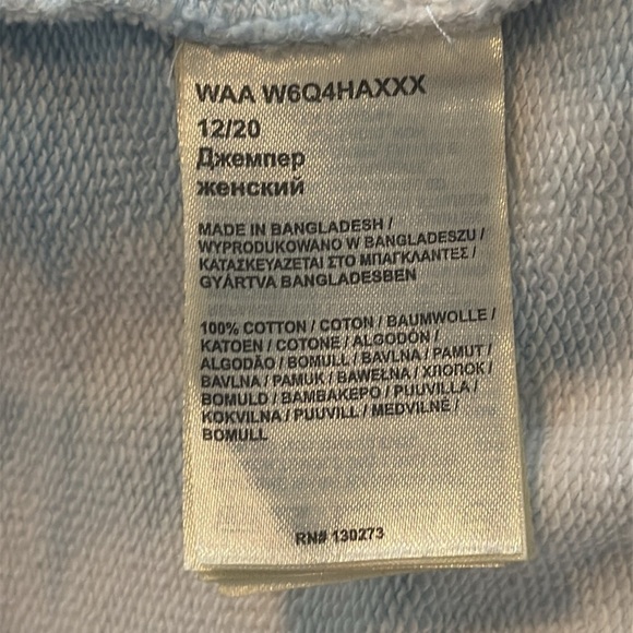 Wrangler Tie Dye Oversize Cotton Sweatshirt in Light Blue Size Large Women's - Picture 6 of 6